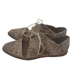 Loeffler Randall  Size 7 Willa Oxford Flat Cut Out Lace Up Ponyhair Animal Print